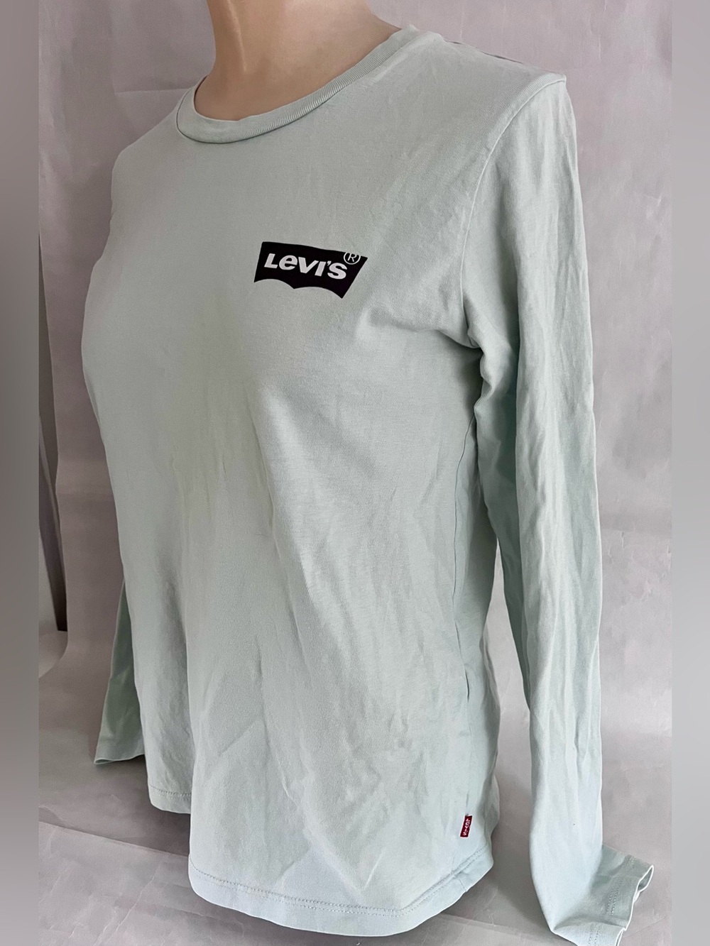 Levi Strauss & Co. Mint Green Pastel Sunset Graphic Long Sleeve Tee XS stretch